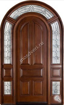 Арочная входная дверь с элементами ковки и стеклом ВДА-1169 - купить от производителя Мосдвери Арочная входная дверь с элементами ковки и стеклом ВДА-1169
